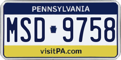 PA license plate MSD9758