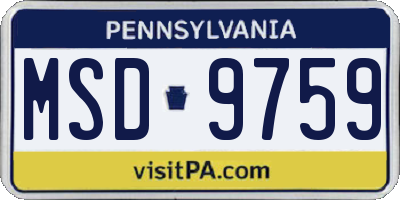 PA license plate MSD9759