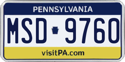 PA license plate MSD9760