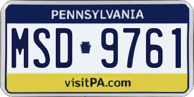 PA license plate MSD9761