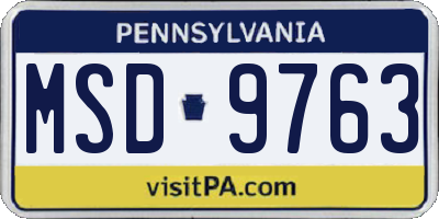 PA license plate MSD9763