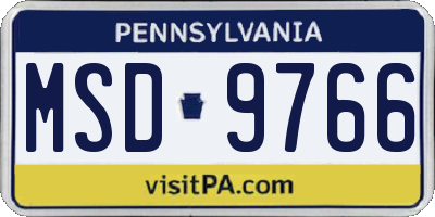 PA license plate MSD9766