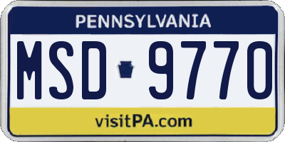 PA license plate MSD9770