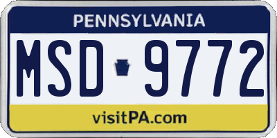 PA license plate MSD9772