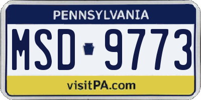 PA license plate MSD9773