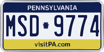PA license plate MSD9774