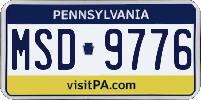 PA license plate MSD9776