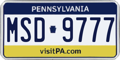 PA license plate MSD9777