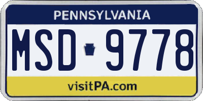 PA license plate MSD9778