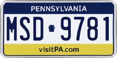 PA license plate MSD9781