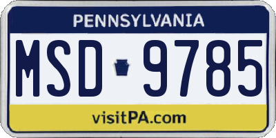 PA license plate MSD9785