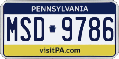 PA license plate MSD9786