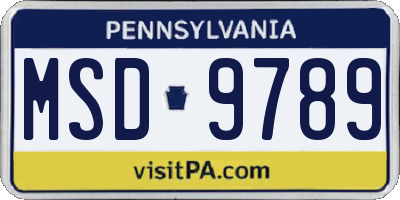 PA license plate MSD9789