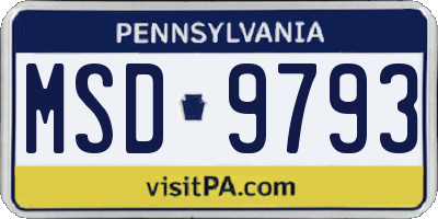 PA license plate MSD9793