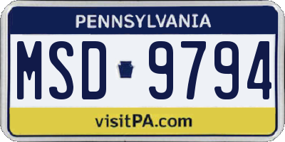 PA license plate MSD9794