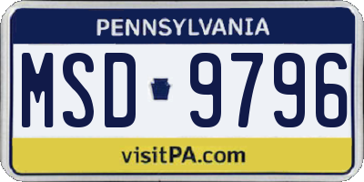 PA license plate MSD9796