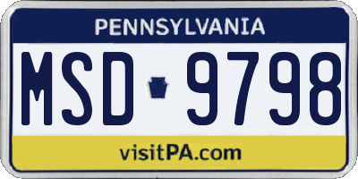 PA license plate MSD9798
