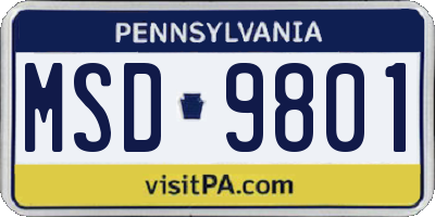 PA license plate MSD9801