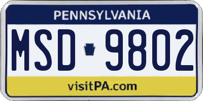 PA license plate MSD9802