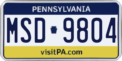 PA license plate MSD9804