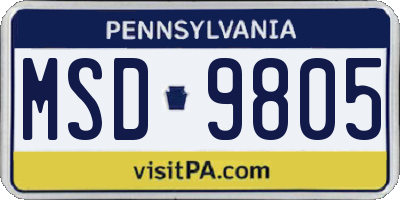 PA license plate MSD9805