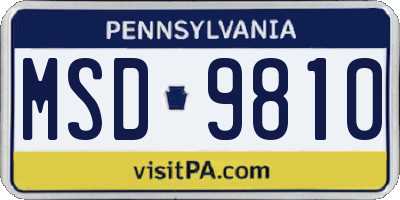 PA license plate MSD9810