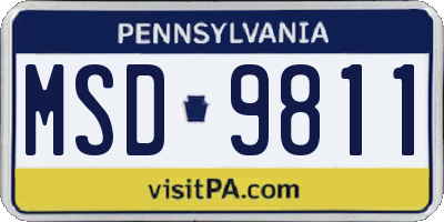 PA license plate MSD9811