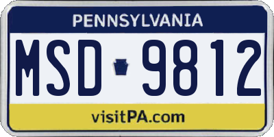 PA license plate MSD9812
