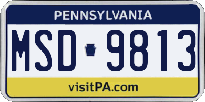 PA license plate MSD9813