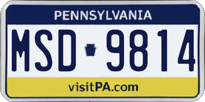 PA license plate MSD9814
