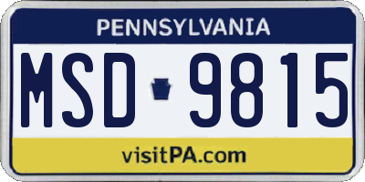 PA license plate MSD9815