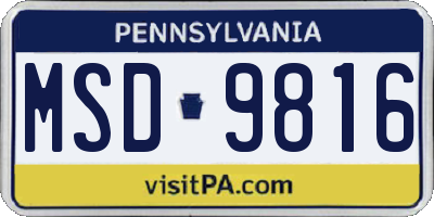 PA license plate MSD9816