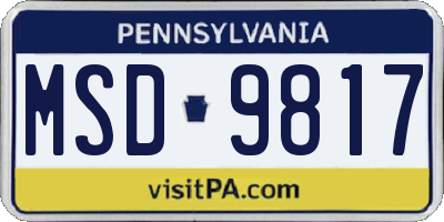 PA license plate MSD9817