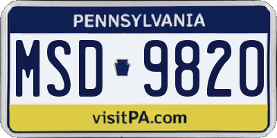 PA license plate MSD9820