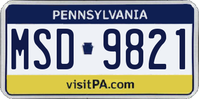 PA license plate MSD9821