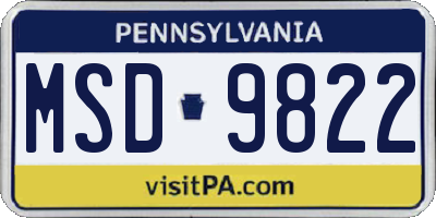PA license plate MSD9822