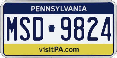 PA license plate MSD9824