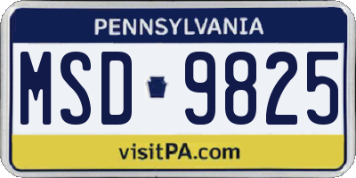 PA license plate MSD9825