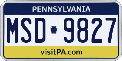 PA license plate MSD9827