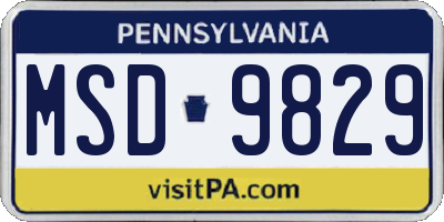 PA license plate MSD9829