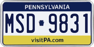 PA license plate MSD9831