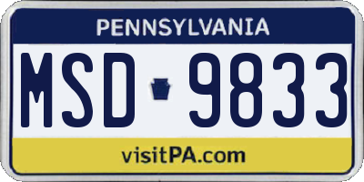 PA license plate MSD9833