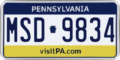 PA license plate MSD9834