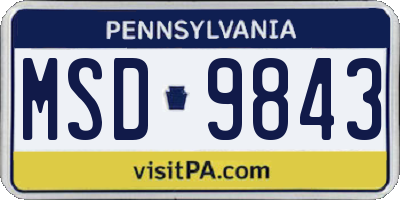 PA license plate MSD9843