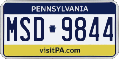 PA license plate MSD9844