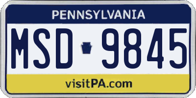 PA license plate MSD9845