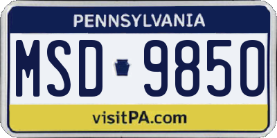 PA license plate MSD9850