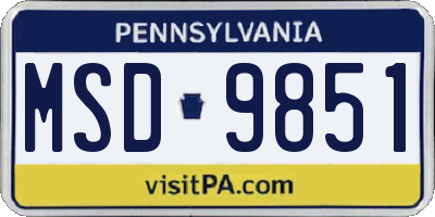 PA license plate MSD9851