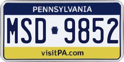 PA license plate MSD9852