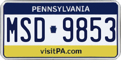 PA license plate MSD9853